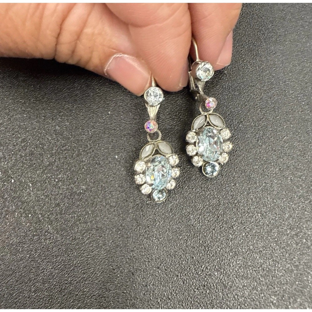 Sorrelli dangle earrings - clear, blue, light gray, and Crystal Aurora Borealis